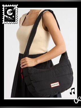 NWT Hunter Dash Quilted Nylon Shoulder Bag Black OS